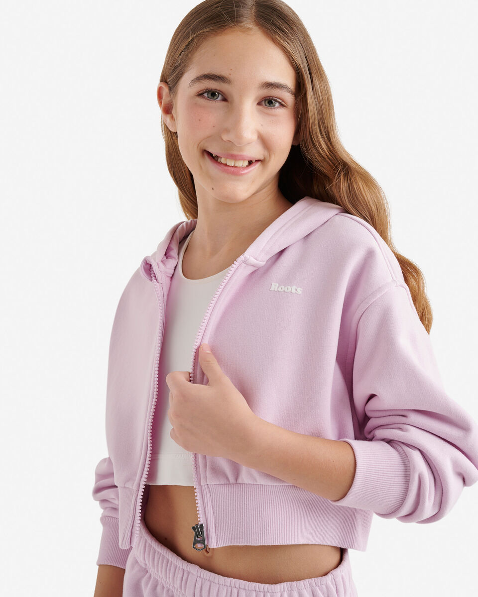 Chandail à capuchon et glissière court en molleton Nuage pour filles