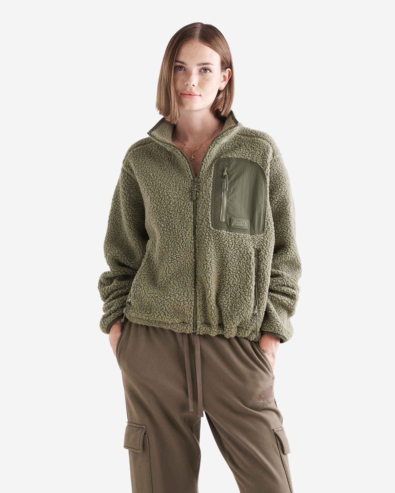 Roots Alta Shearling Fleece Jacket in Espresso Brown