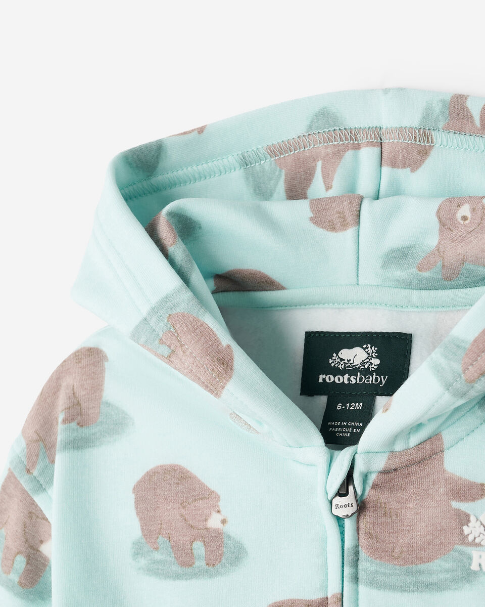 Chandail ourson douillet &agrave; capuchon et glissi&egrave;re pour b&eacute;b&eacute;s