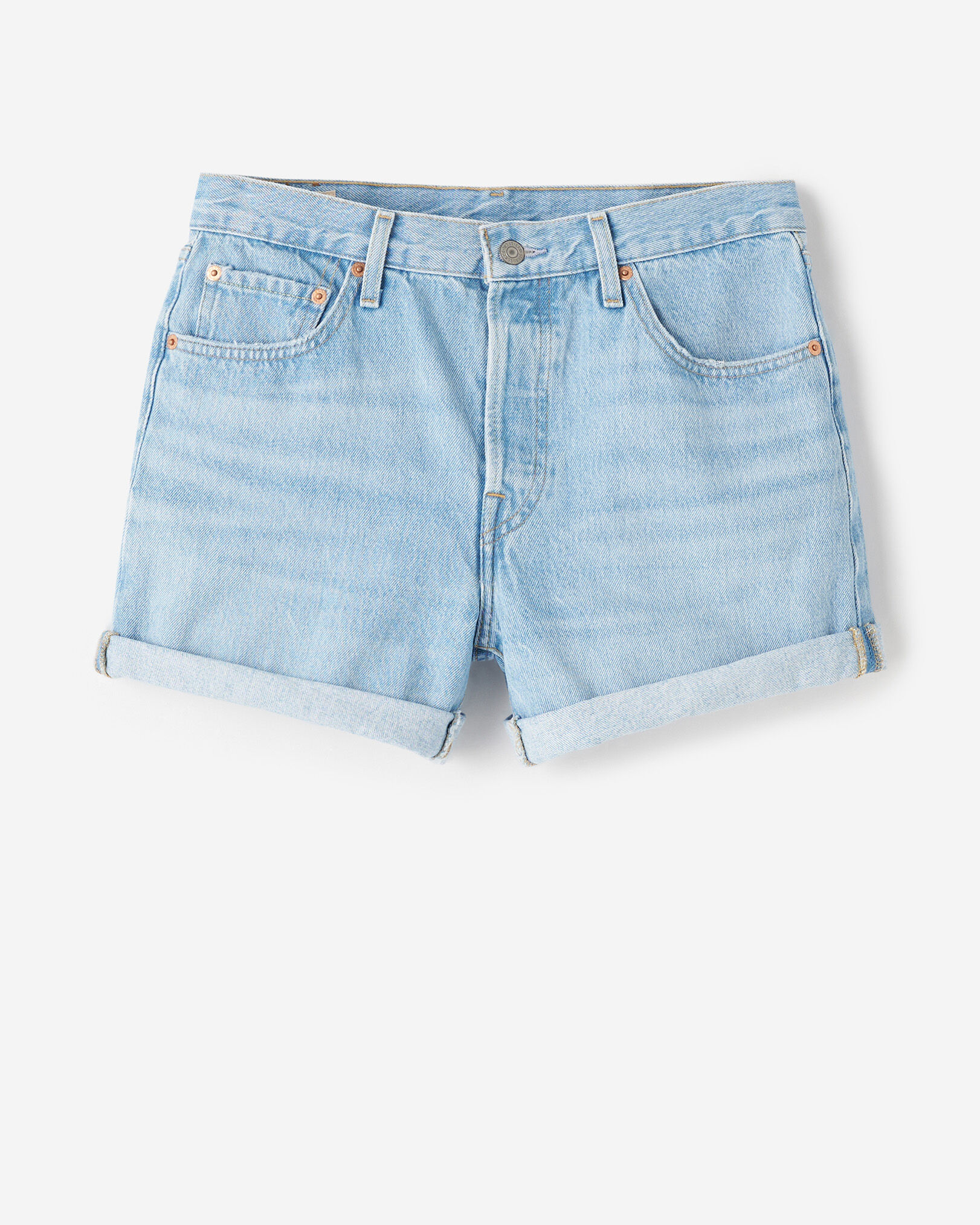Levis 501 long denim shorts hot sale