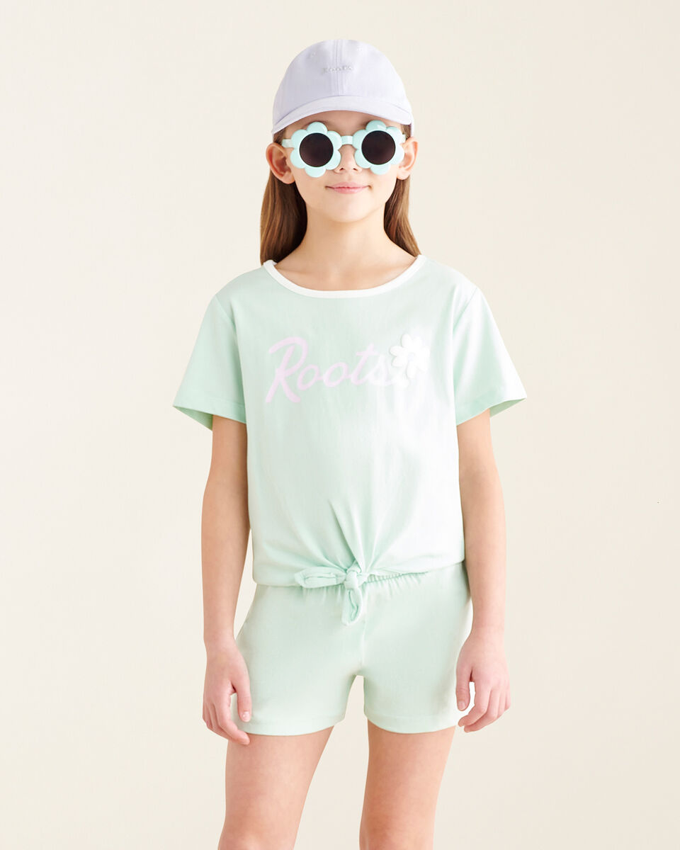 Roots Girls Floral Tie T-Shirt. 1