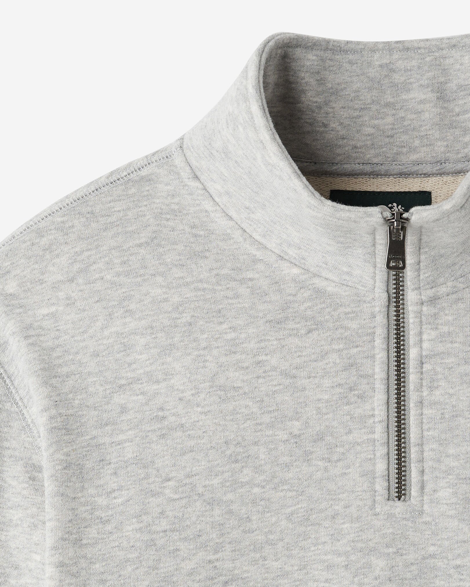 Chandail à glissière un quart original capuchon en jersey bouclette coton bio
