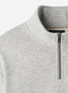 Chandail demi-glissi&egrave;re original &agrave; capuchon en jersey bouclette en coton bio