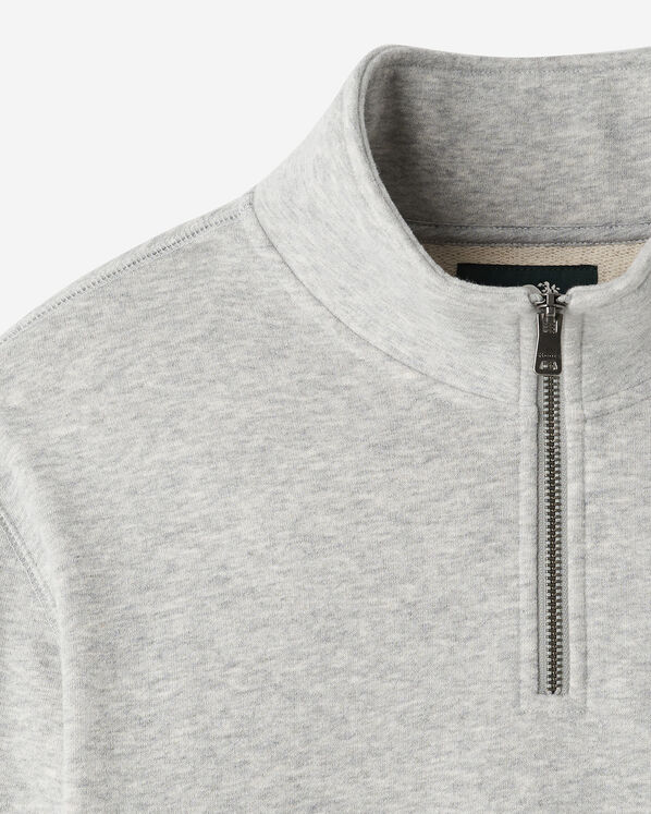 Chandail demi-glissi&egrave;re original &agrave; capuchon en jersey bouclette en coton bio