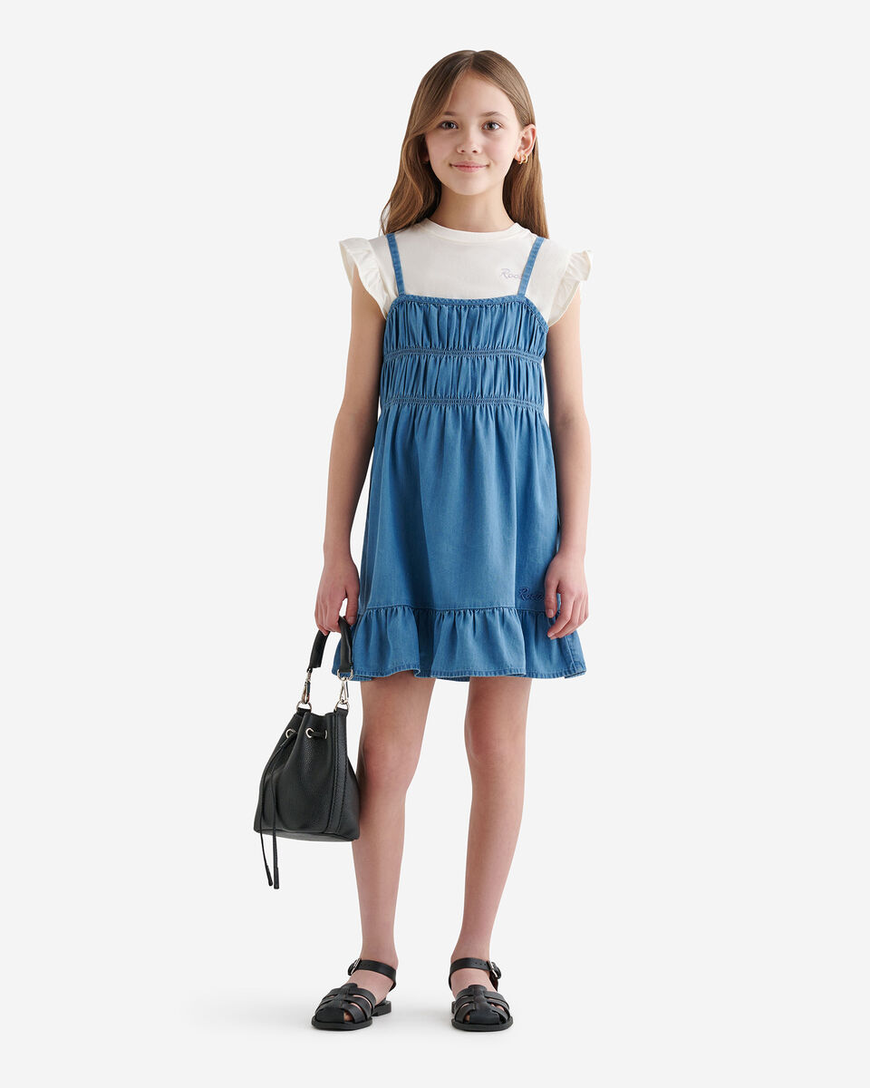 Girls Chambray Tiered Dress