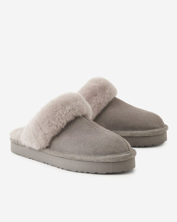 Womens Shearling Platform Slipper