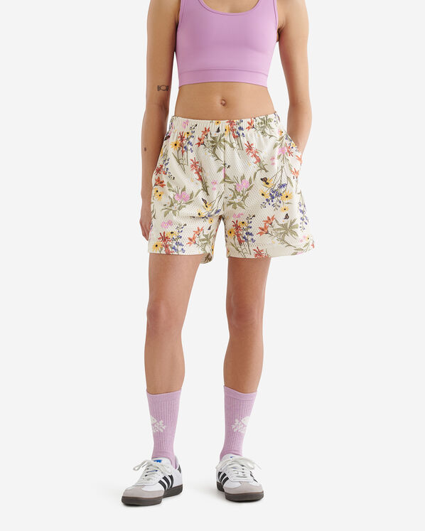 Short sport en filet à motif floral