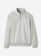 Chandail demi-glissi&egrave;re original &agrave; capuchon en jersey bouclette en coton bio