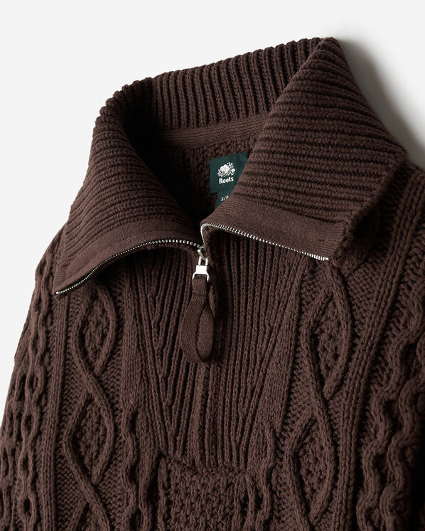 Cable Knit Quarter Zip Sweater