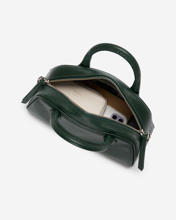 Mini sac &agrave; main style bowling en cuir Cervino