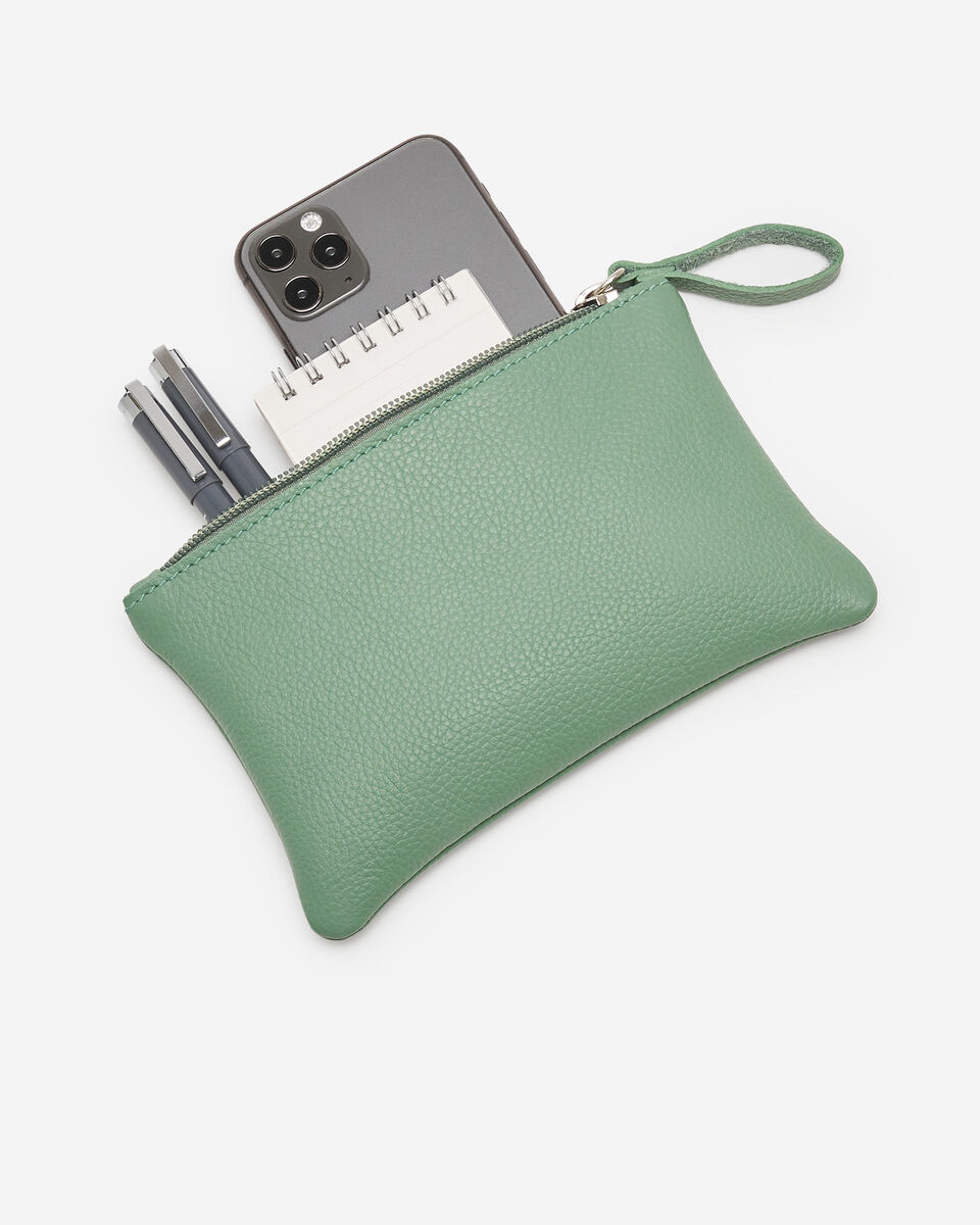 Pochette moyenne à glissière en cuir Cervino