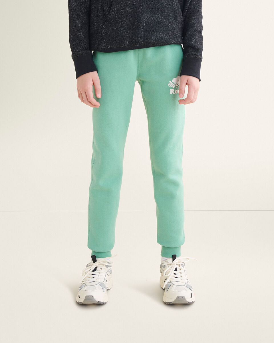 Pantalon ajusté à cheville côtelée en molleton de coton bio pour fille