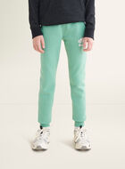 Pantalon ajusté à cheville côtelée en molleton de coton bio pour fille