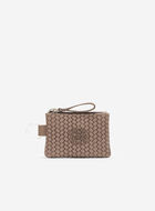 Pochette &agrave; glissi&egrave;re en cuir tiss&eacute;