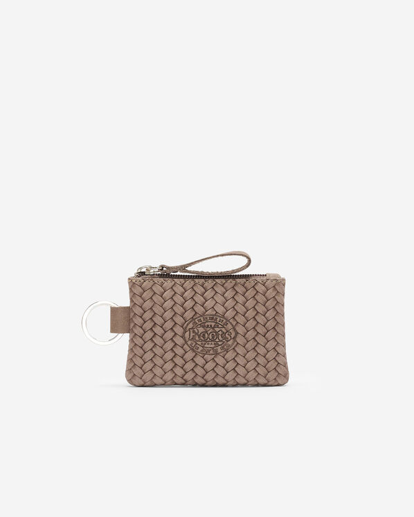 Pochette &agrave; glissi&egrave;re en cuir tiss&eacute;