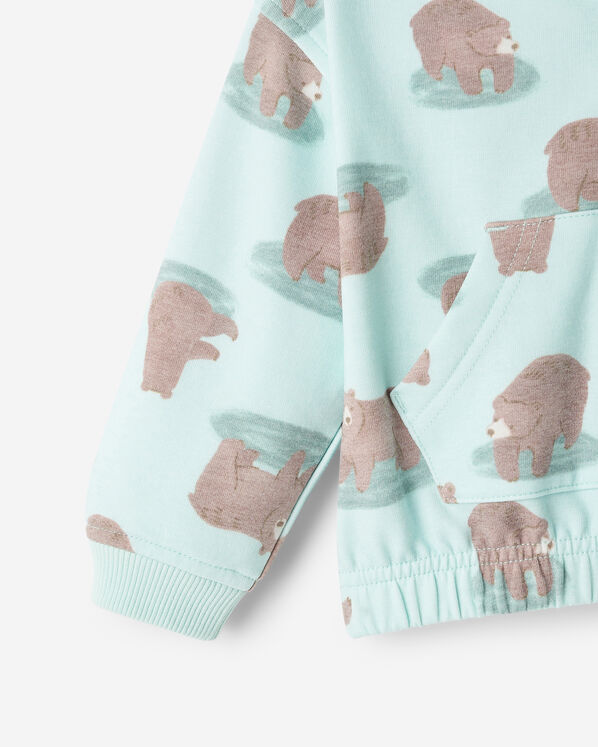 Chandail ourson douillet &agrave; capuchon et glissi&egrave;re pour b&eacute;b&eacute;s