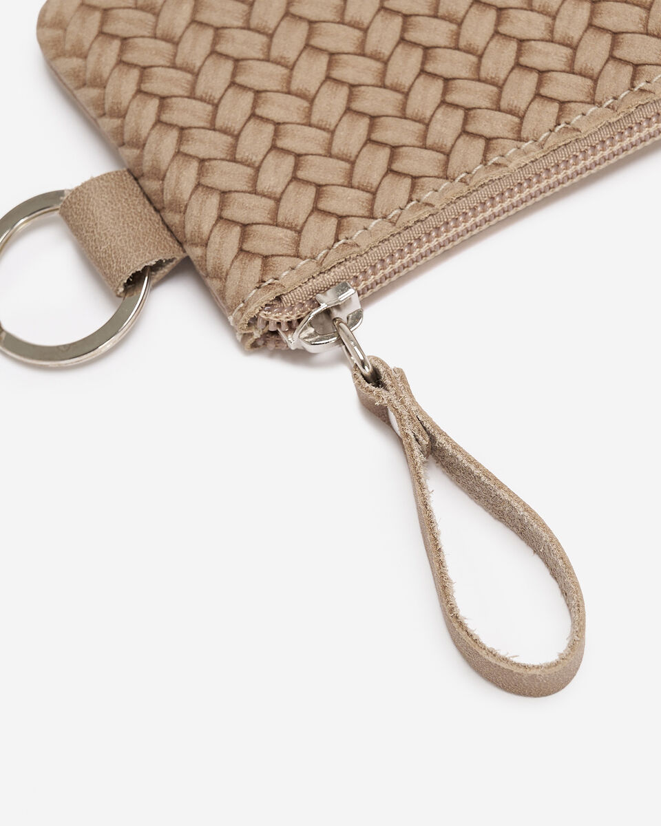 Pochette &agrave; glissi&egrave;re en cuir tiss&eacute;