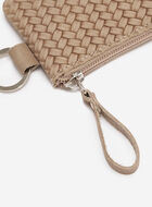 Pochette &agrave; glissi&egrave;re en cuir tiss&eacute;