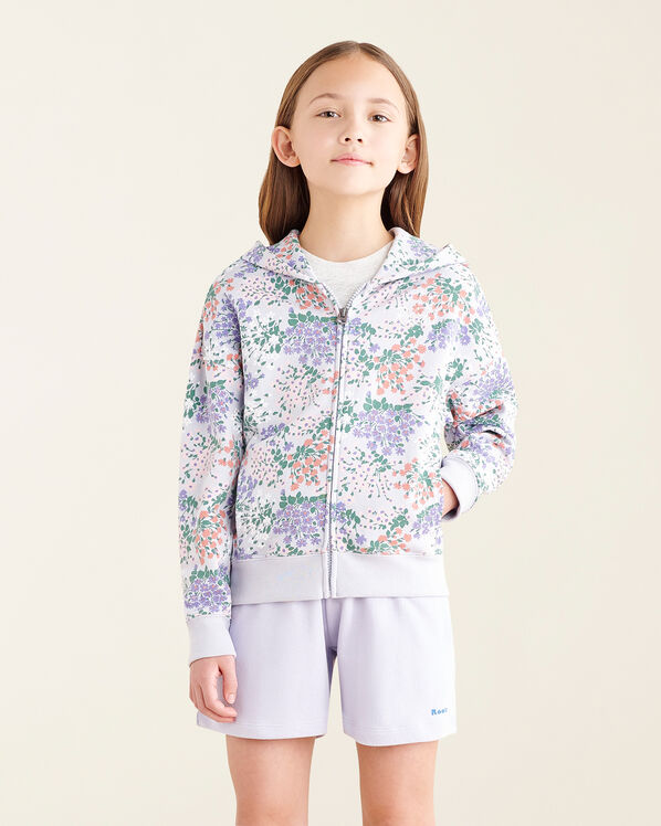 Chandail original à capuchon et glissière motif floral pour enfants