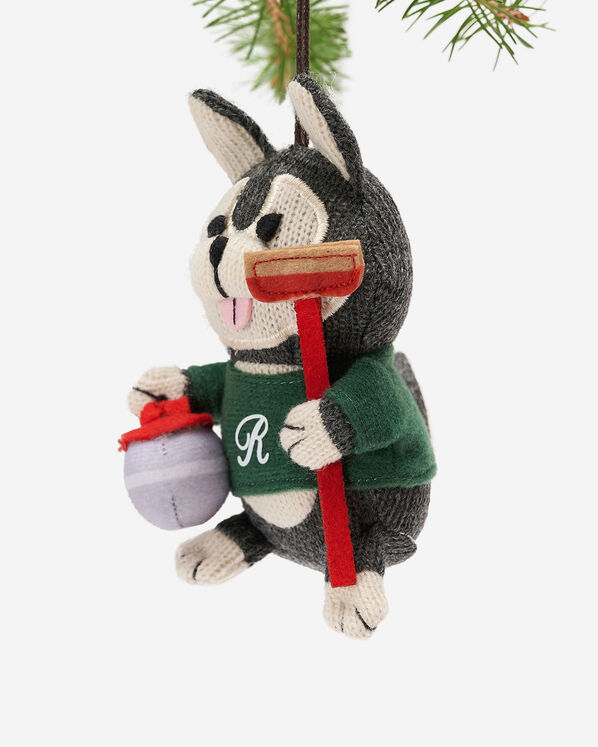 Curling Husky Ornament