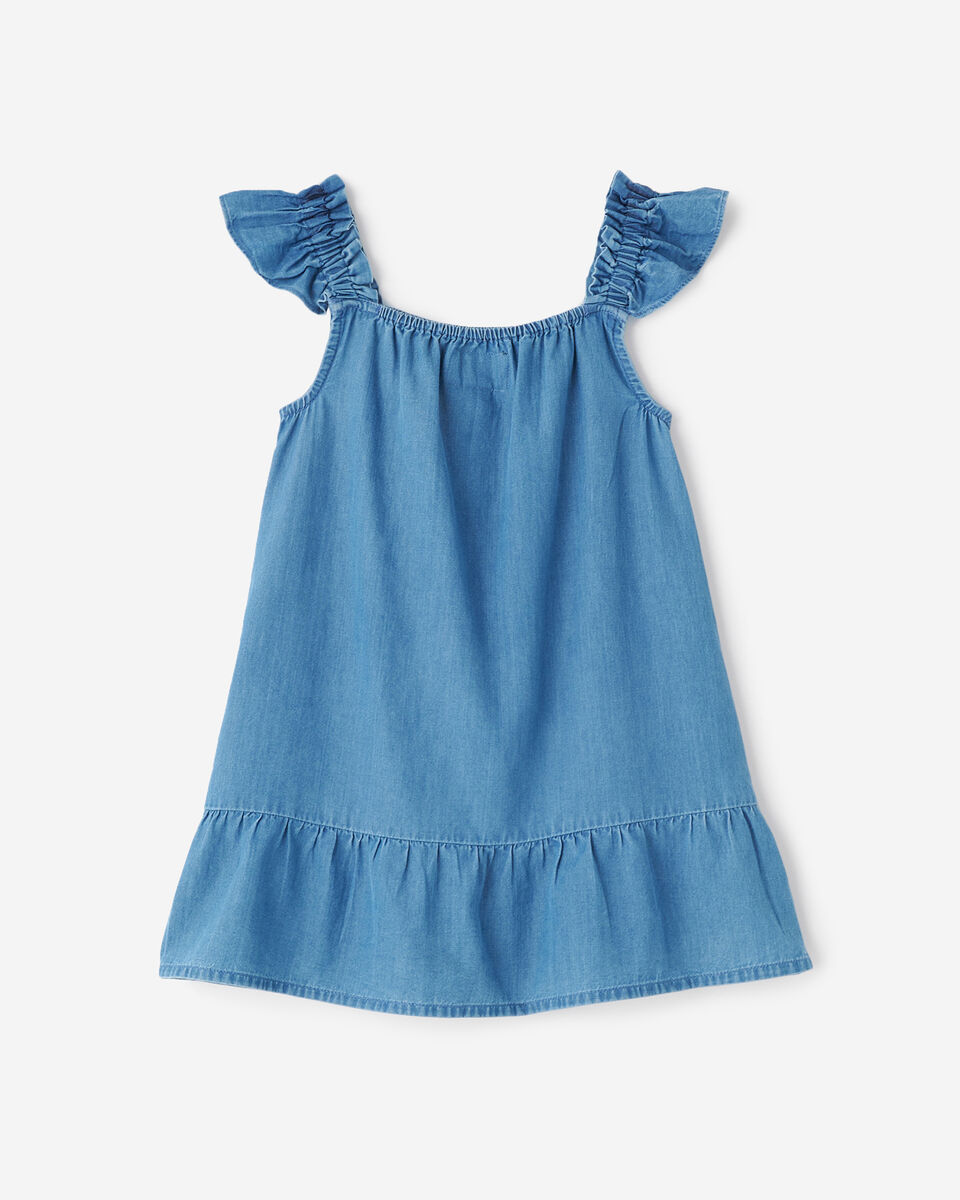 Toddler Girls Chambray Ruffle Dress