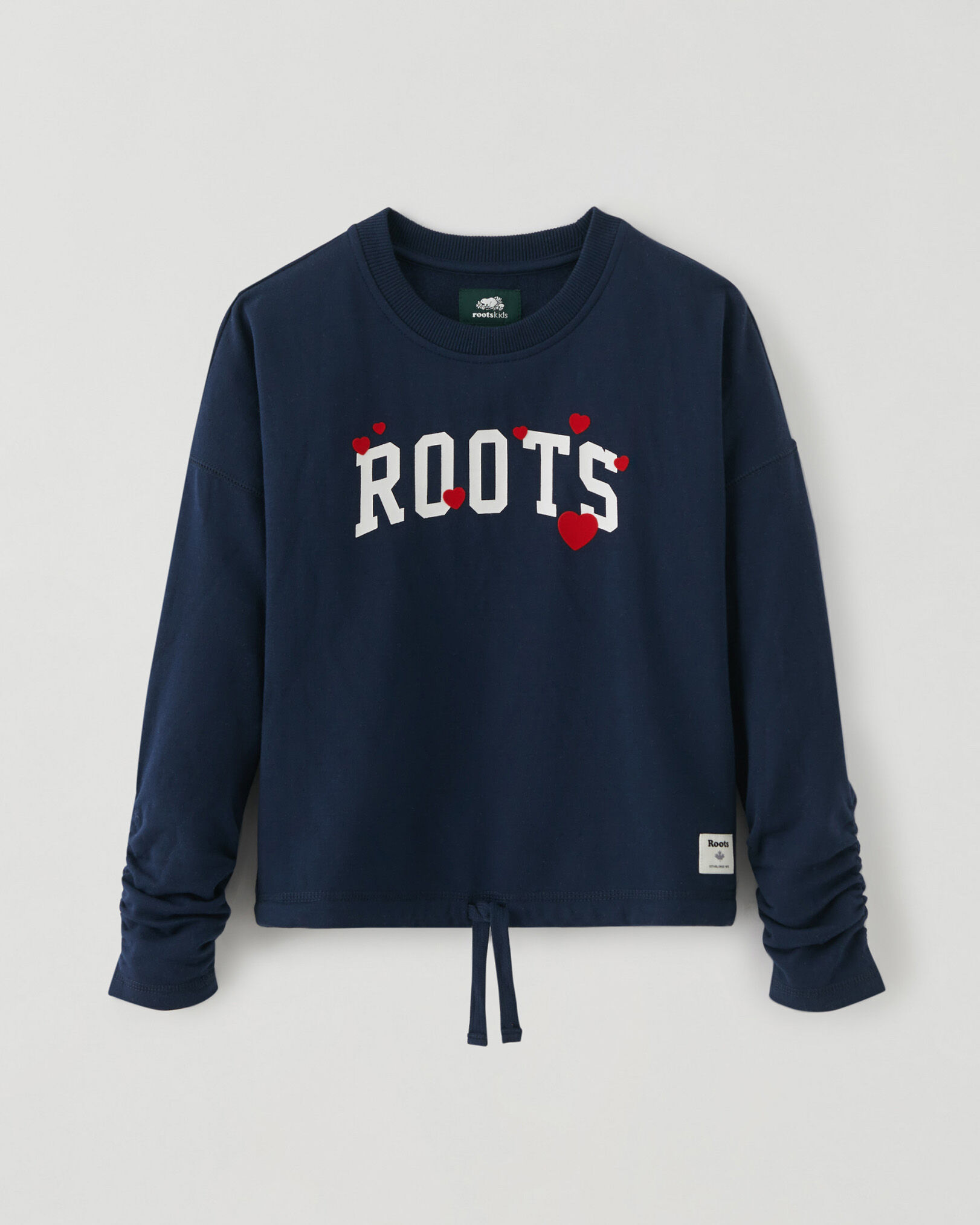 Girls Valentine Cozy Ruched Crew Sweatshirt Sweatshirts and