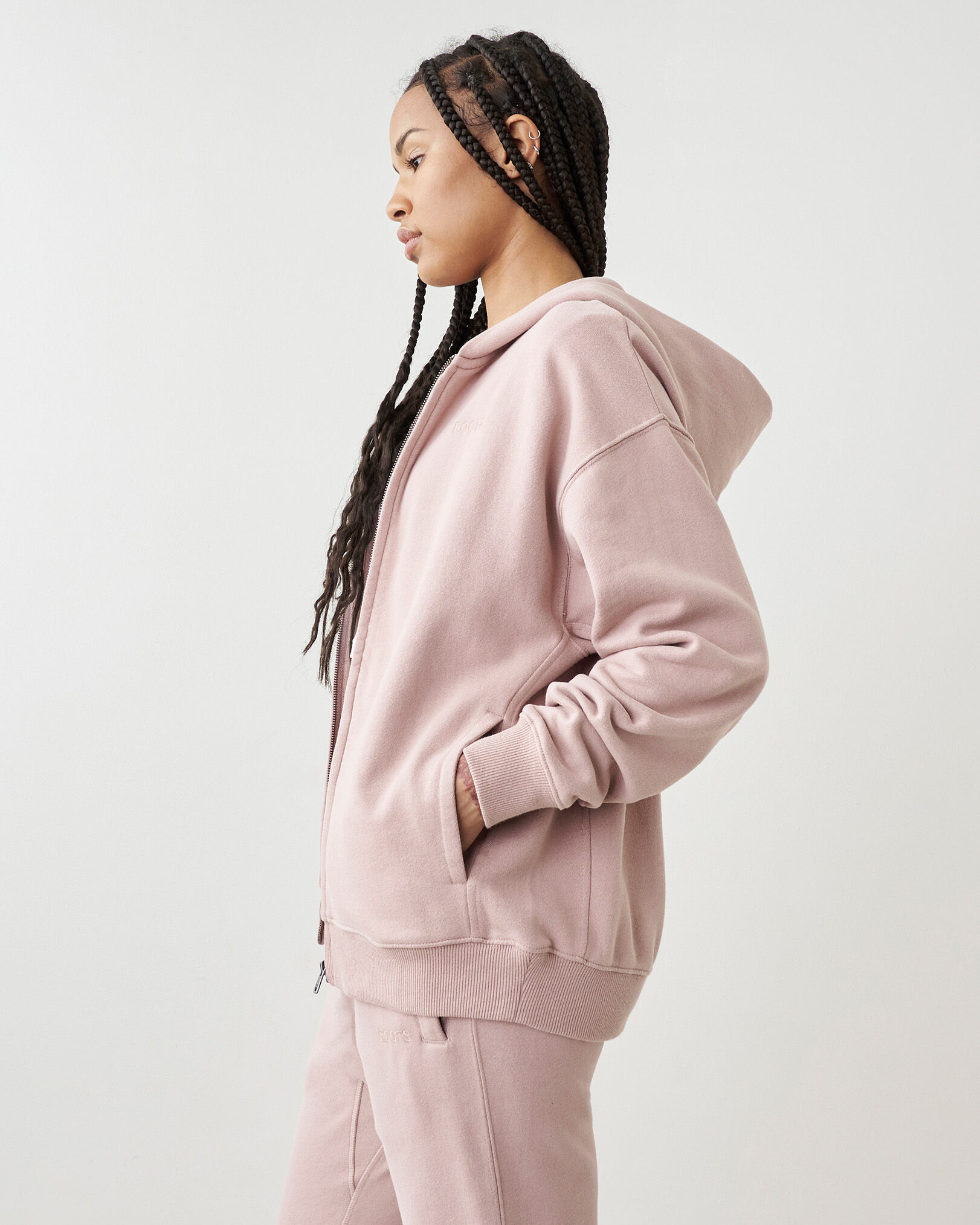 Pink zip up outlet hoodie womens