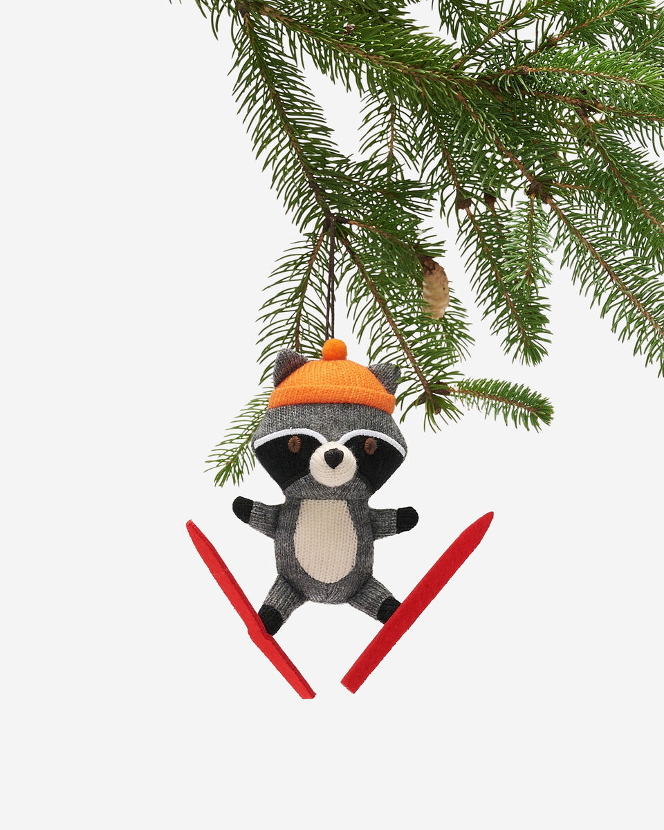 Ski Jumping Racoon Ornament