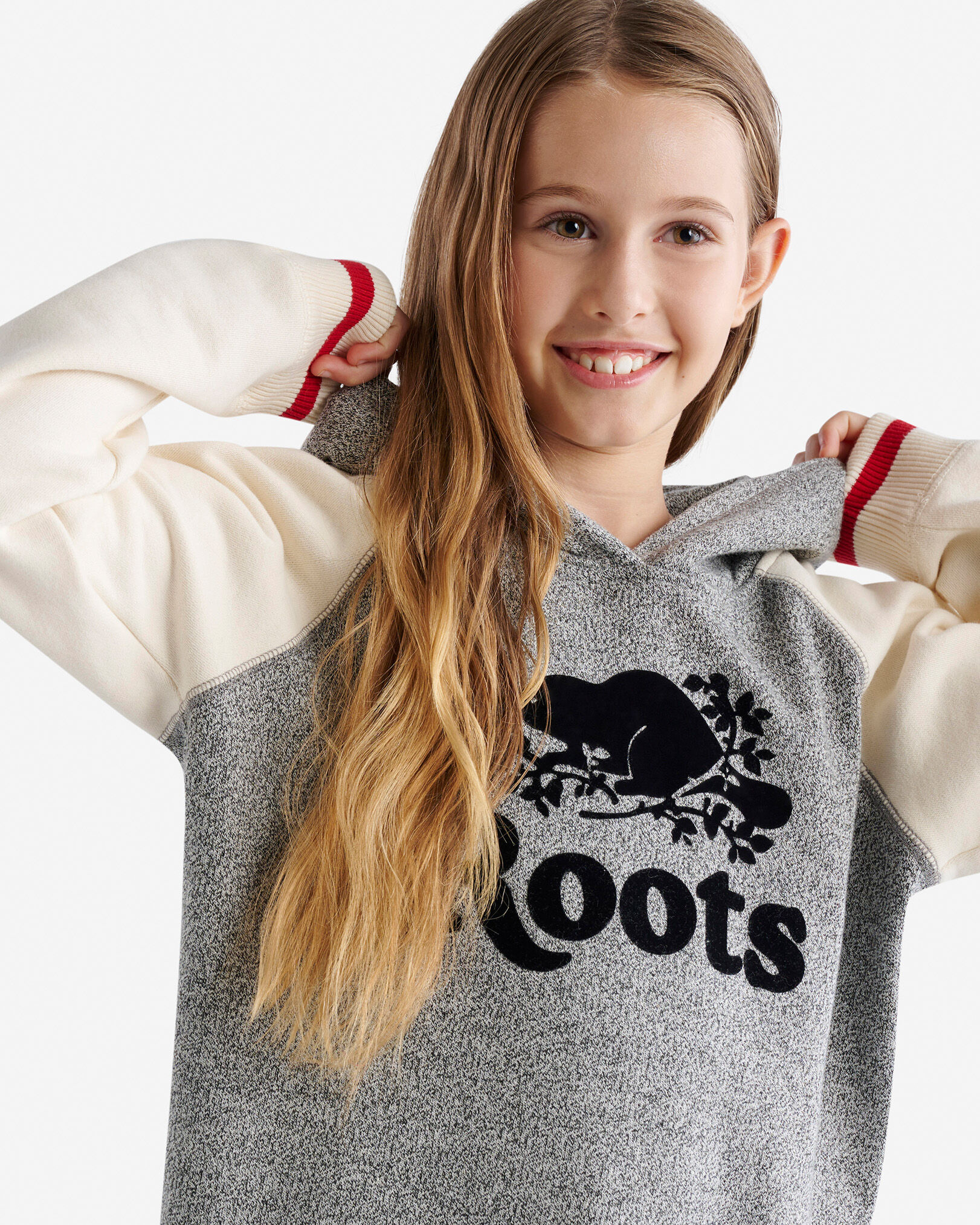 Roots Girl s Cabin Hoodie Dress in Grey Oat Pepper