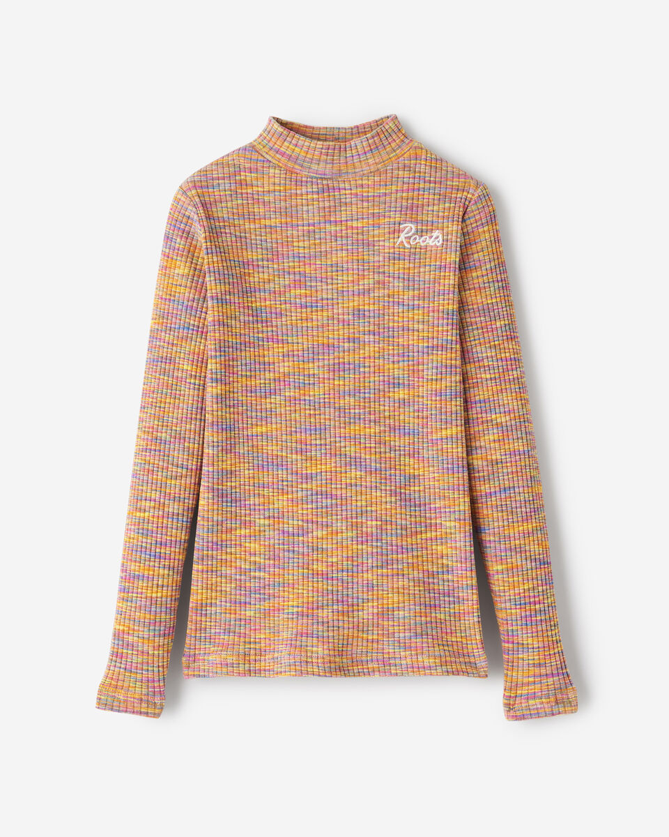 Girls Space Dye Mock Neck Top