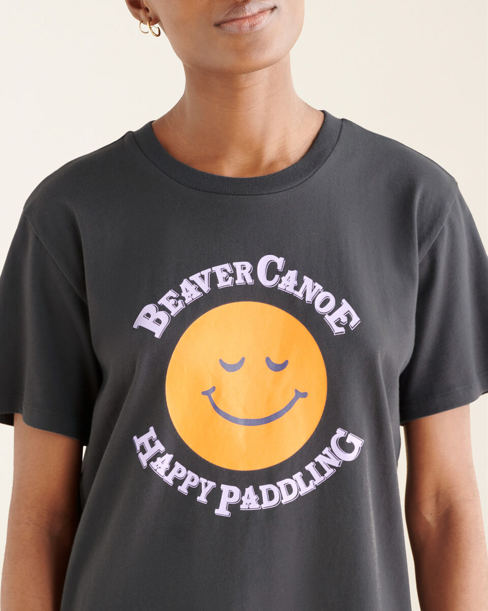 Womens Beaver Canoe Happy Paddling T-shirt