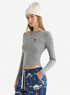 Womens Holiday Fitted Long Sleeve Top