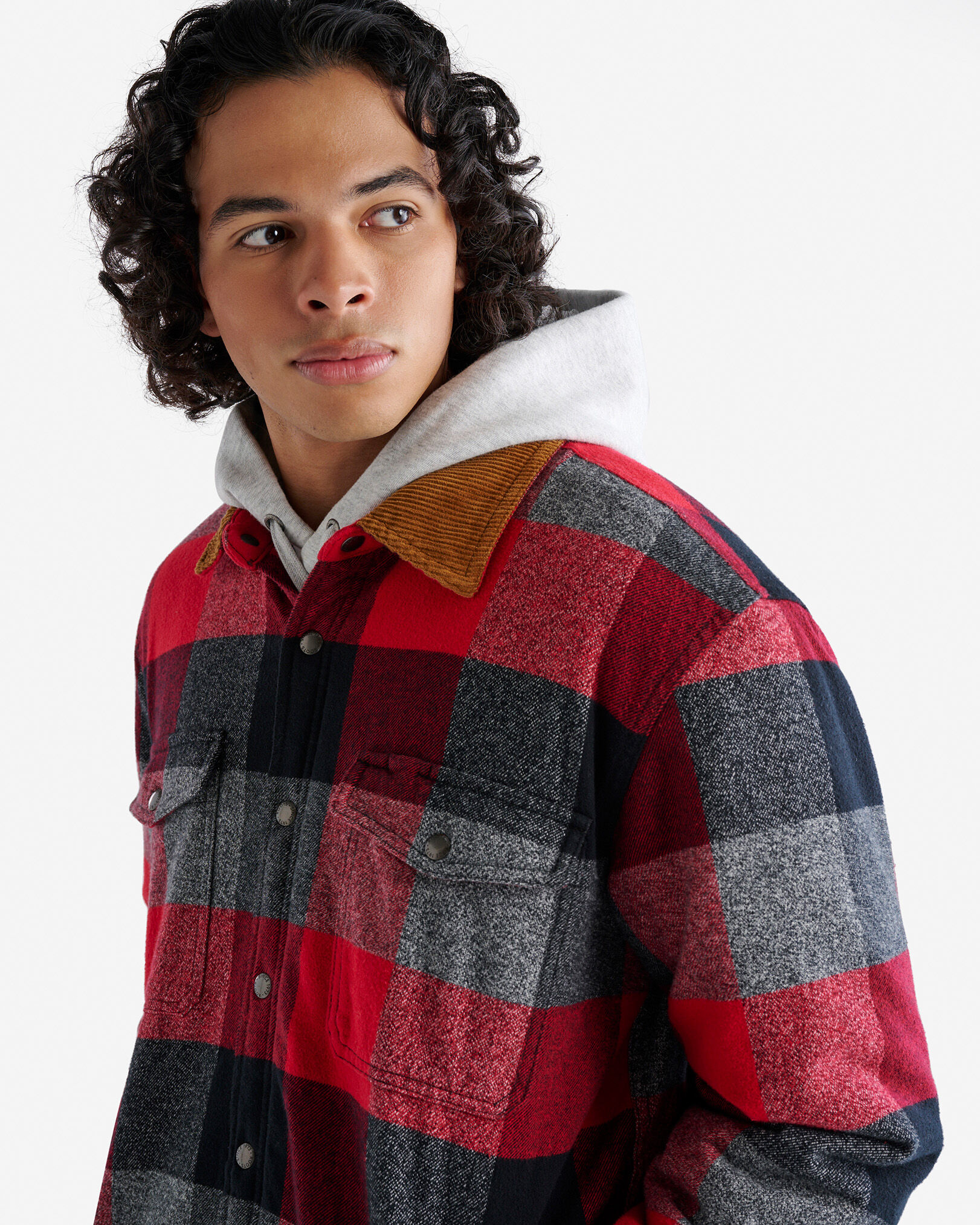 Blouson à carreaux Park avec doublure en sherpa