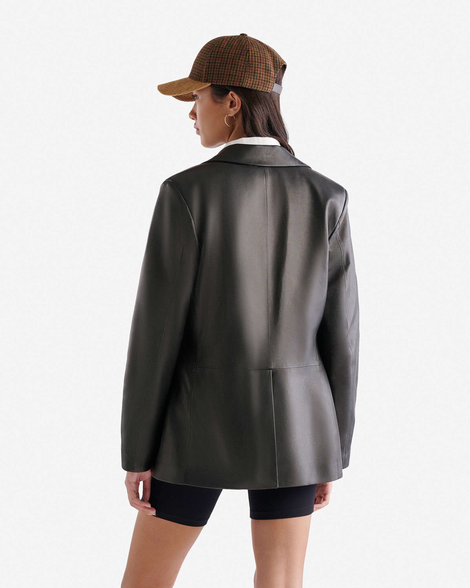 Roots Women s Leather Double Breasted Blazer Jacket in Black