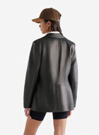 Womens Leather Double Breasted Blazer