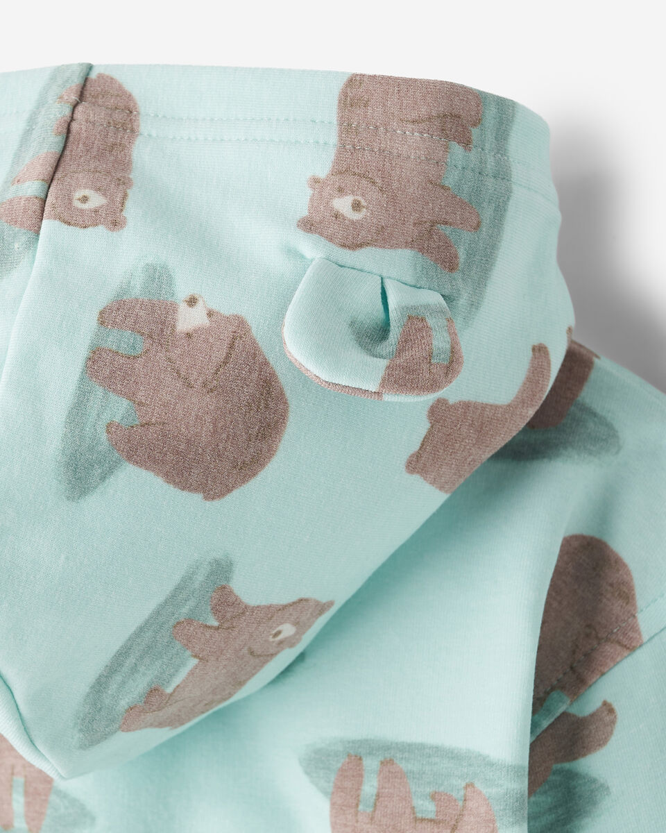 Chandail ourson douillet &agrave; capuchon et glissi&egrave;re pour b&eacute;b&eacute;s