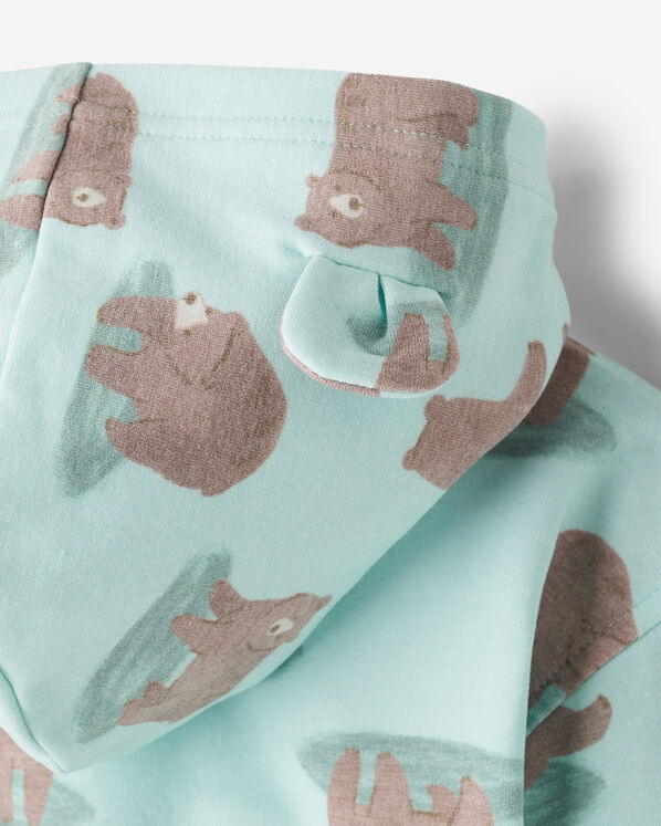 Chandail ourson douillet &agrave; capuchon et glissi&egrave;re pour b&eacute;b&eacute;s