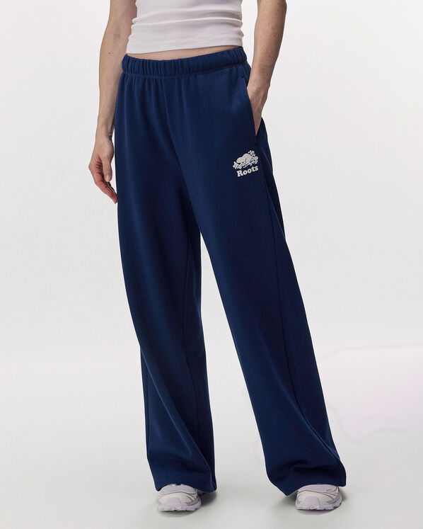 Pantalon &agrave; jambe large en molleton de coton bio Cooper
