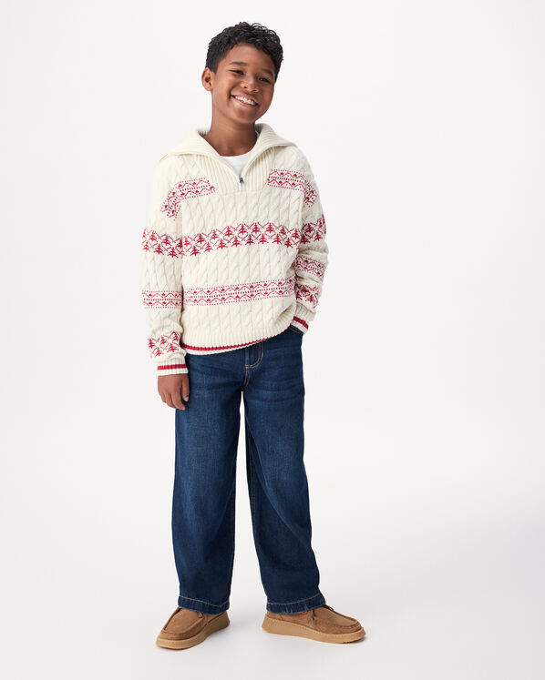 Kids Cabin Striped Quarter Zip Sweater