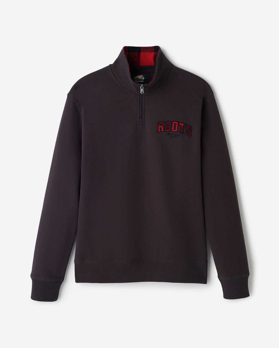 Plaid Applique Half Zip