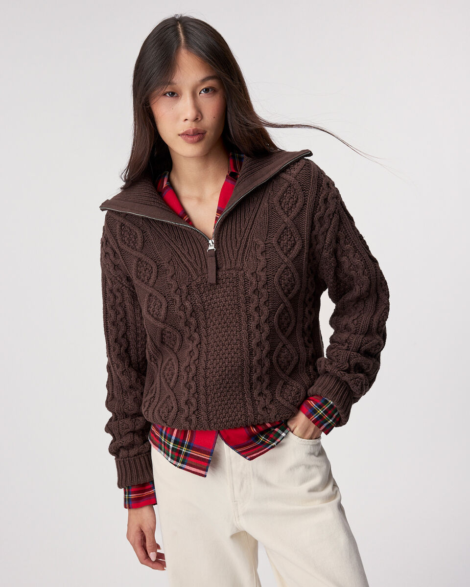 Cable Knit Quarter Zip Sweater