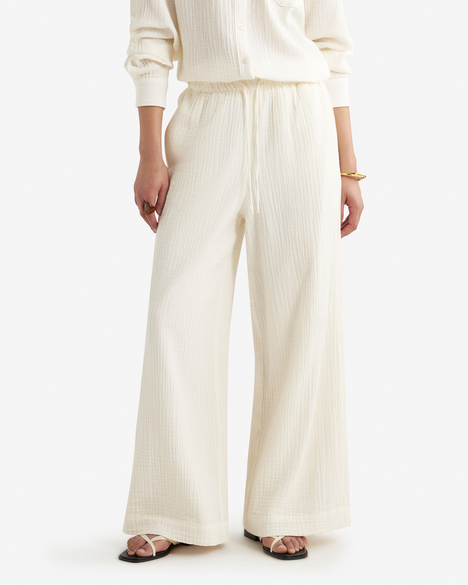 Pantalon à jambe large en coton Isla