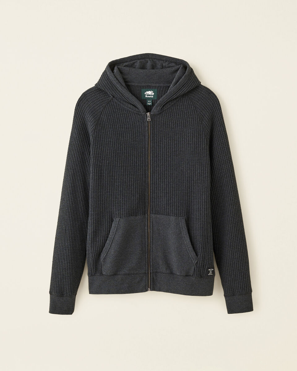 Stretch Waffle Long Sleeve Zip Hoodie