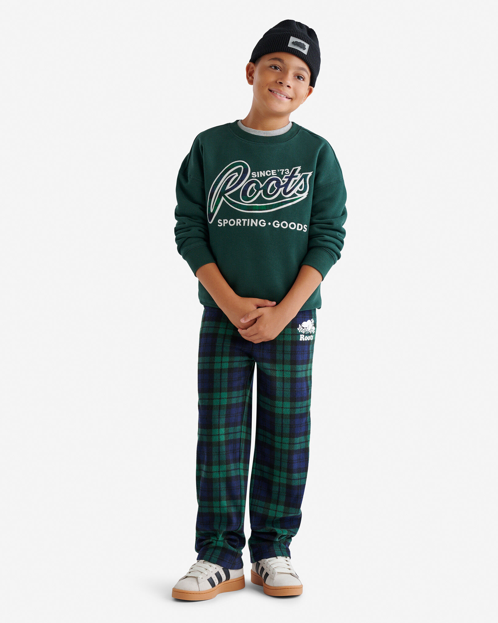 Kids Plaid Applique Crew Sweatshirt