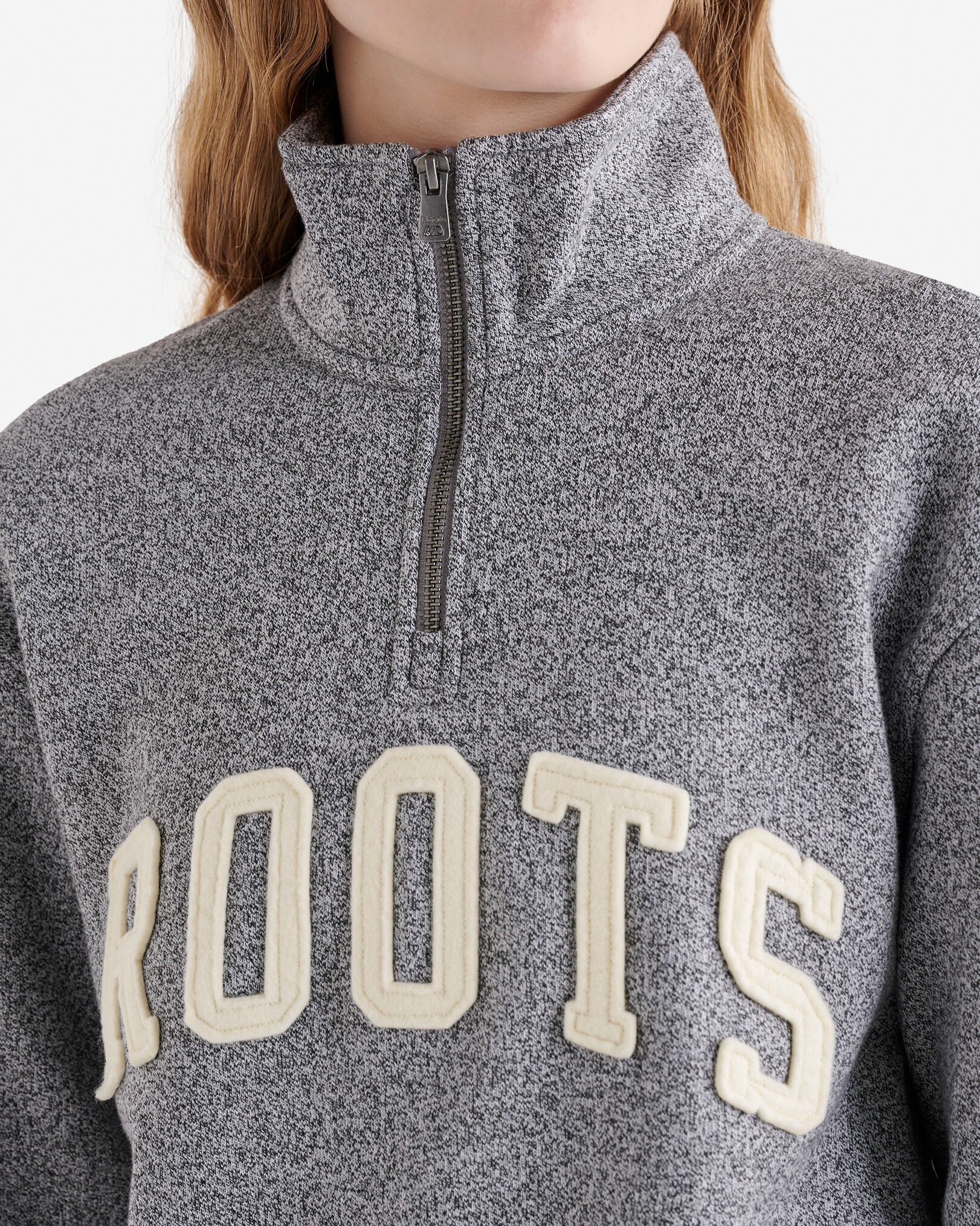 Roots Applique Half Zip Stein