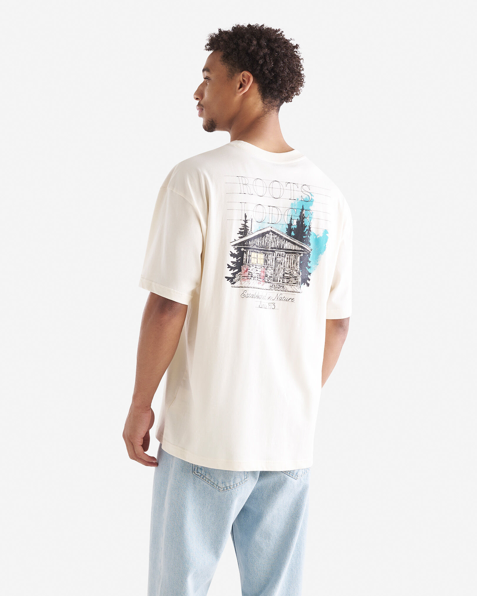 Roots Key To The Outdoors T Shirt in Snowdrift White