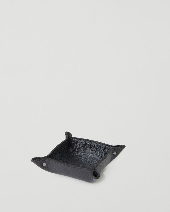 Small Leather Tray Metallic