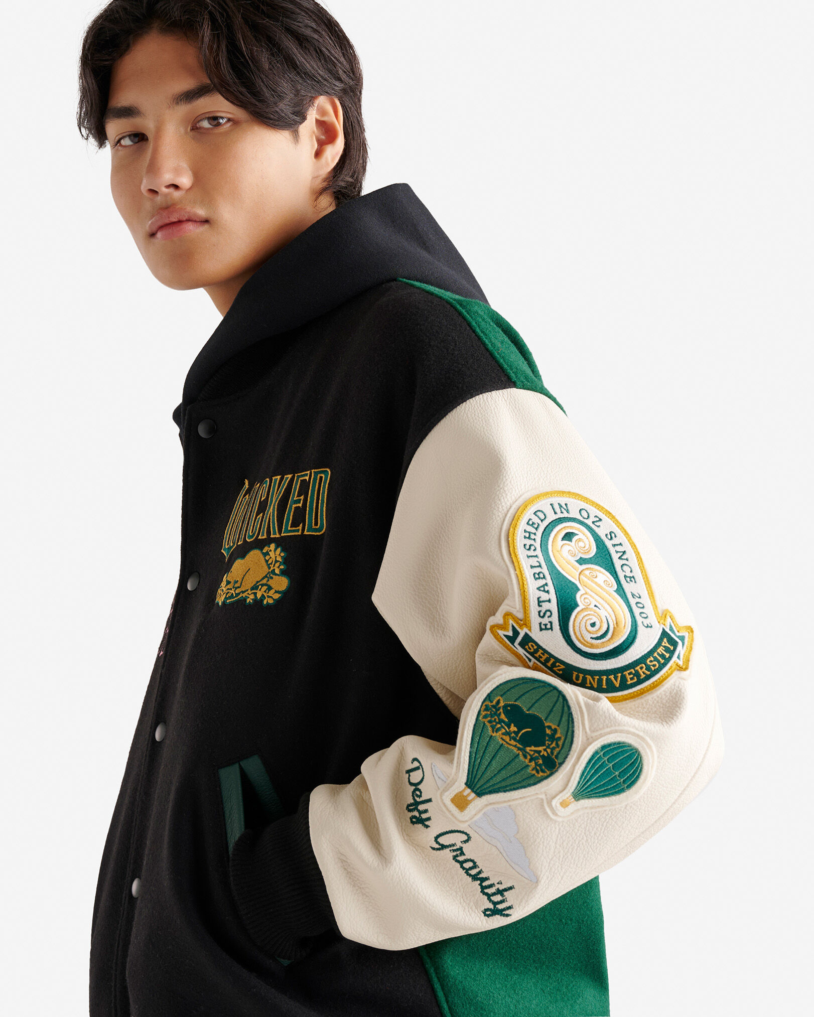 Editorial department varsity jacket hot sale