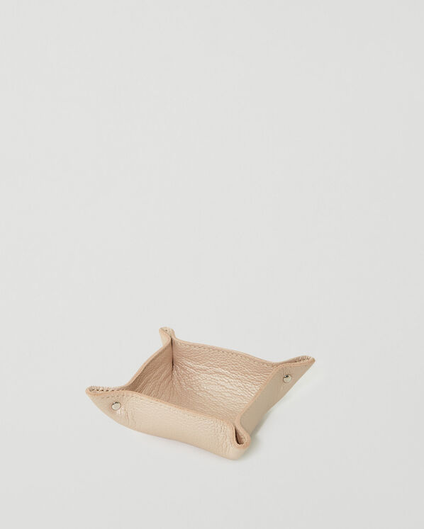 Small Leather Tray Metallic