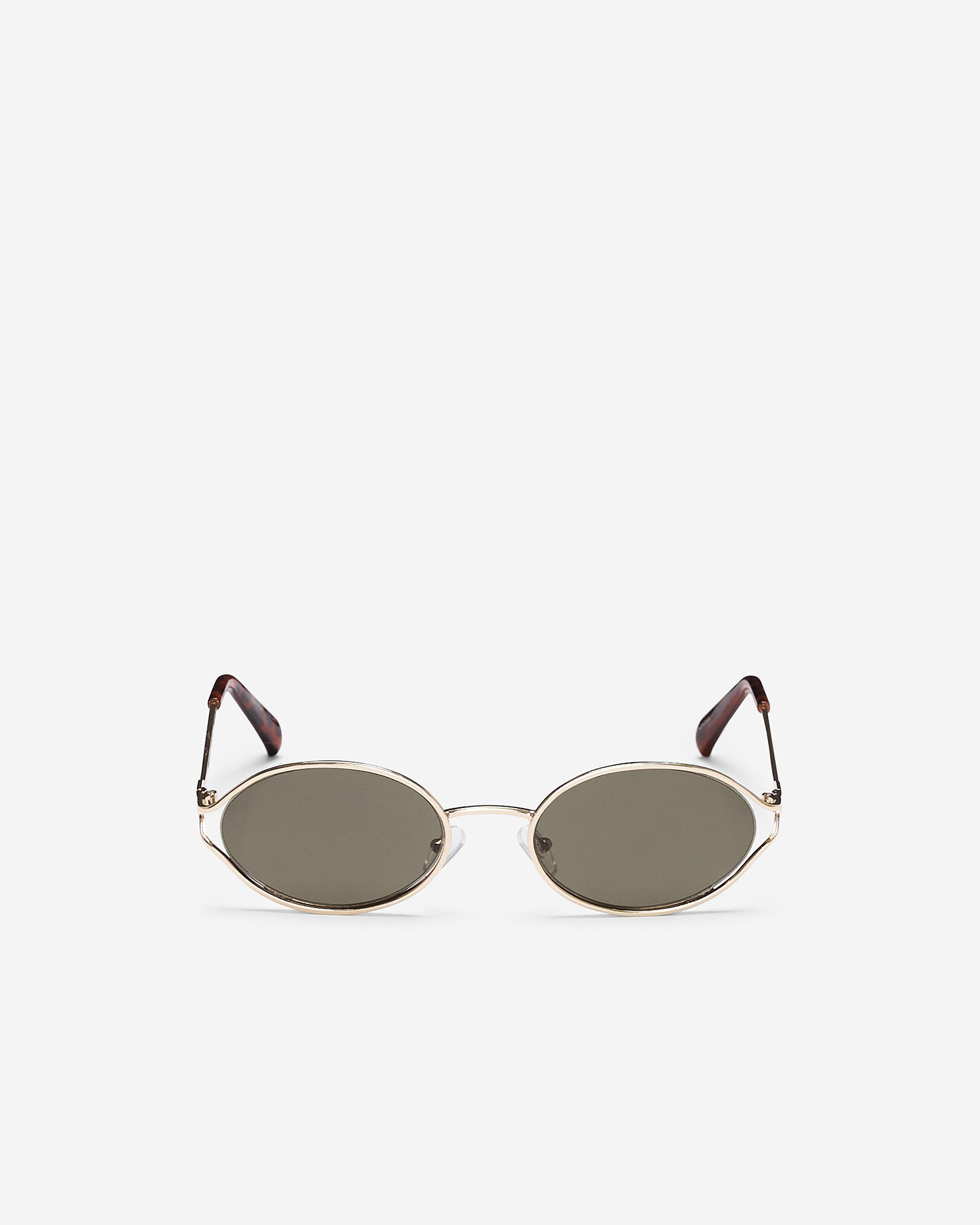 Lunettes de soleil ovales fines en métal pour femme